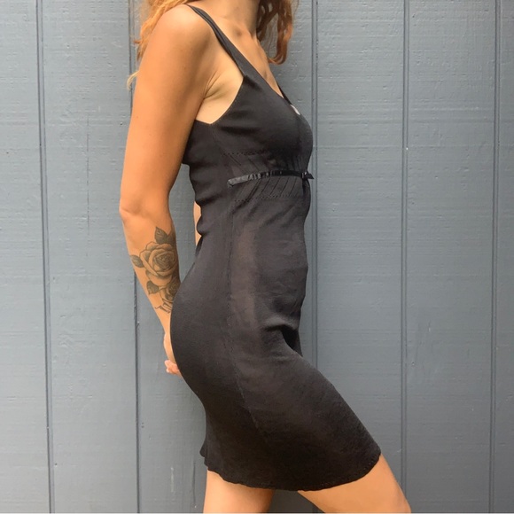 Y2K Guess Collection black semi-sheer dress with bow Sz M - Picture 3 of 7